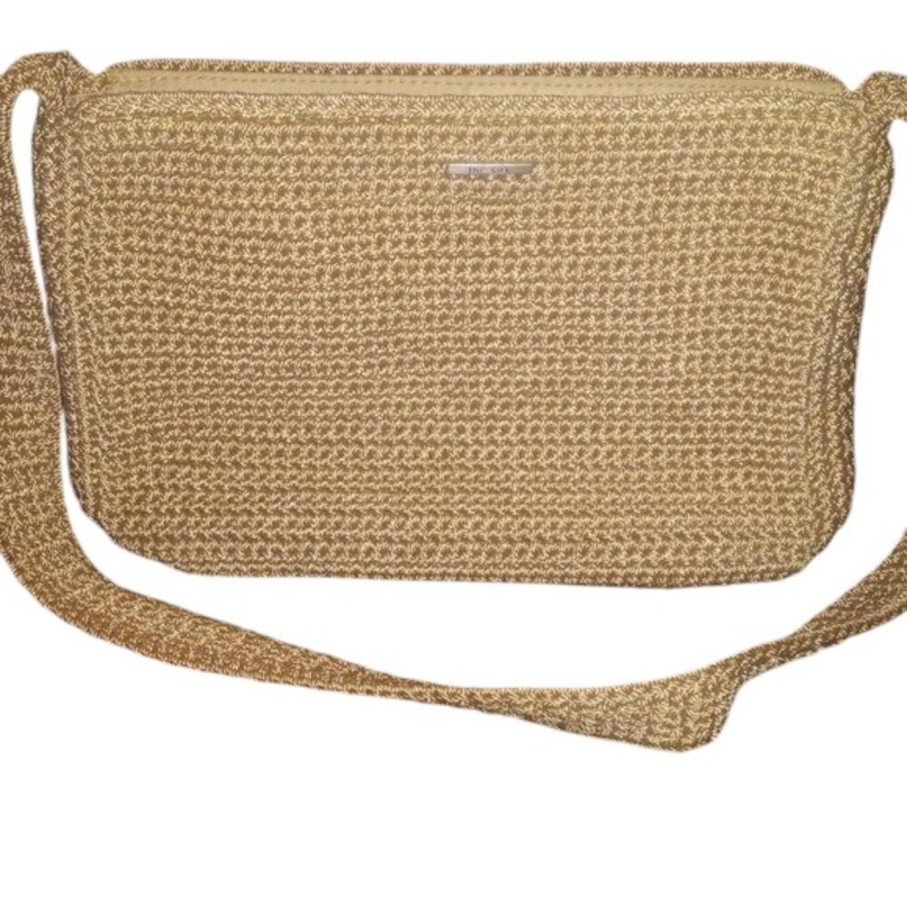 The SAK | woven shoulder bag | top zipper  | tan | EUC